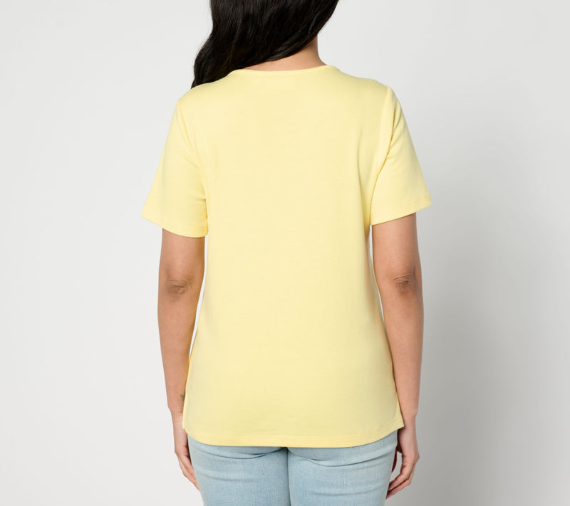 Quacker Factory Festive Summer Short Sleeve Top — View 2