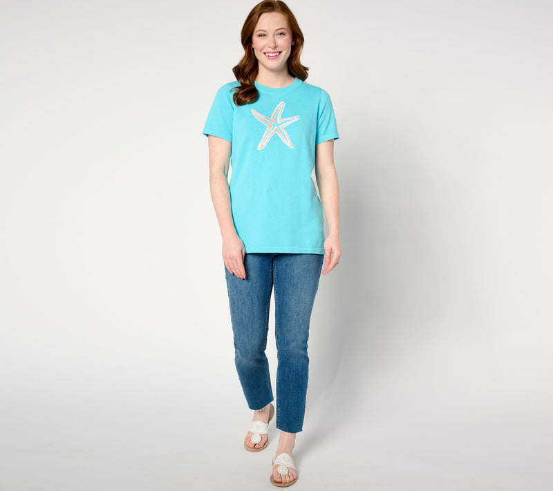 Quacker Factory Nautical Rope Short Sleeve Sweater — View 3