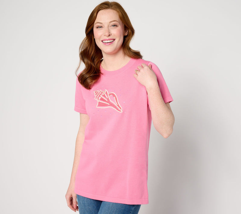 Quacker Factory Nautical Rope Short Sleeve Sweater — View 10