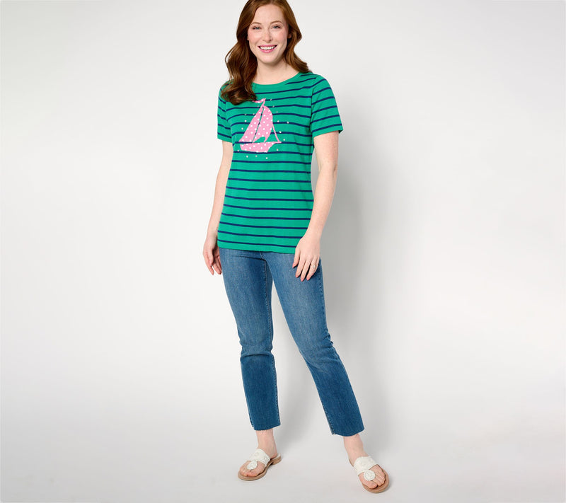 Quacker Factory Polka Party Short Sleeve Sweater — View 3