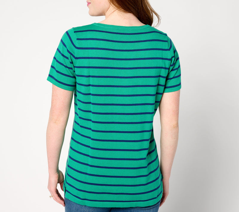 Quacker Factory Polka Party Short Sleeve Sweater — View 2