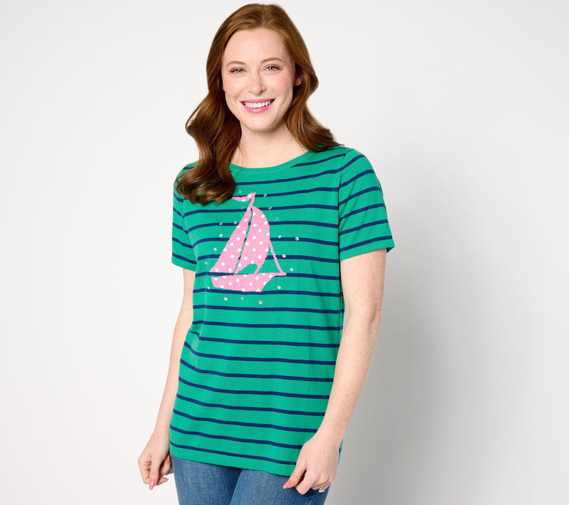 Quacker Factory Polka Party Short Sleeve Sweater — View 8