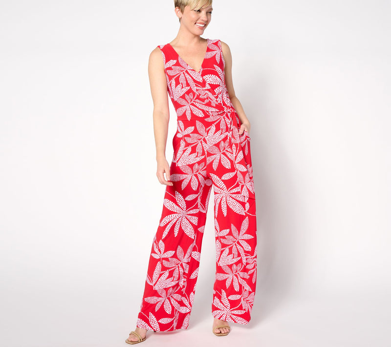 Dennis Basso Regular Printed Italia Knit Jumpsuit — Main view
