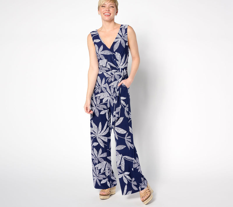 Dennis Basso Petite Printed Italia Knit Jumpsuit — Main view