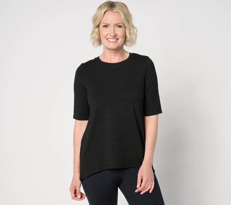Cuddl Duds Cottonwear+ Pleat Back Elbow Sleeve Tee — View 9