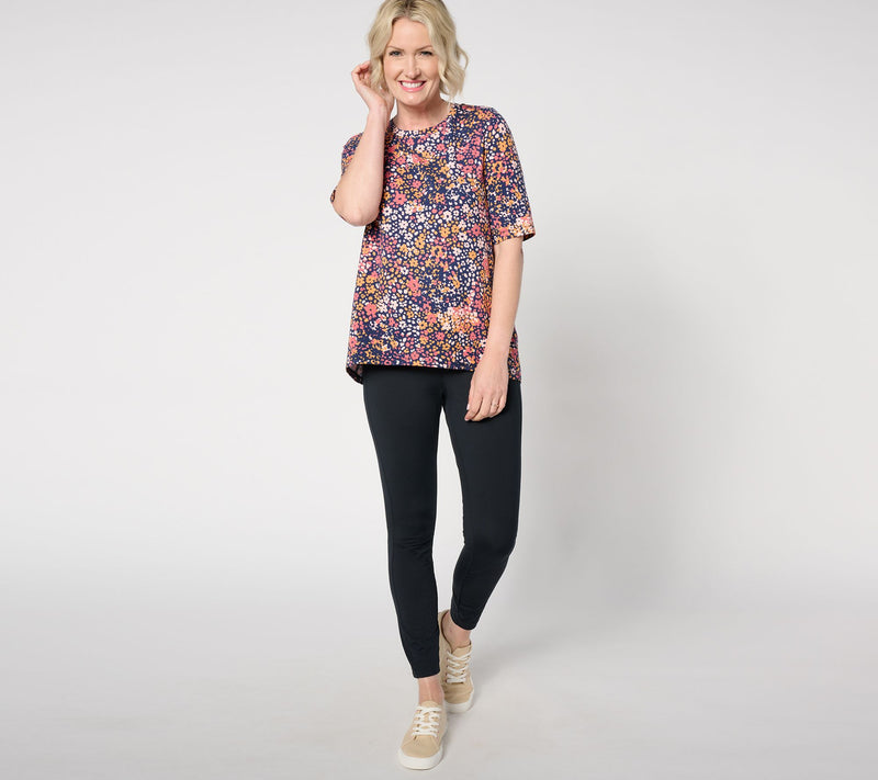 Cuddl Duds Cottonwear+ Pleat Back Elbow Sleeve Tee — View 11