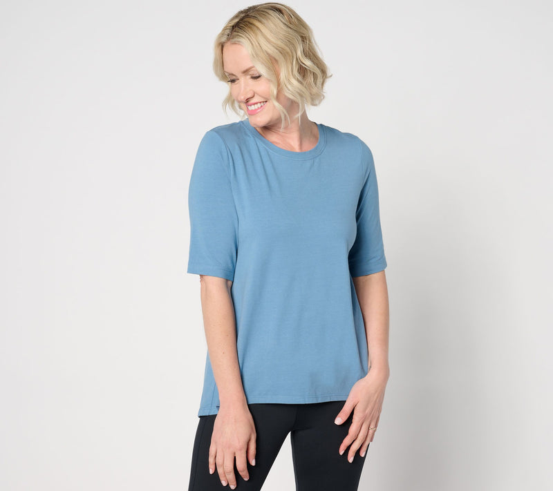 Cuddl Duds Cottonwear+ Pleat Back Elbow Sleeve Tee — View 5