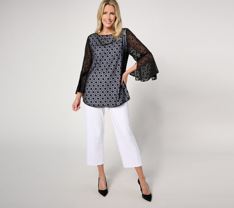 Dennis Basso Bateau Neck Tunic with Flounce Sleeves — View 3