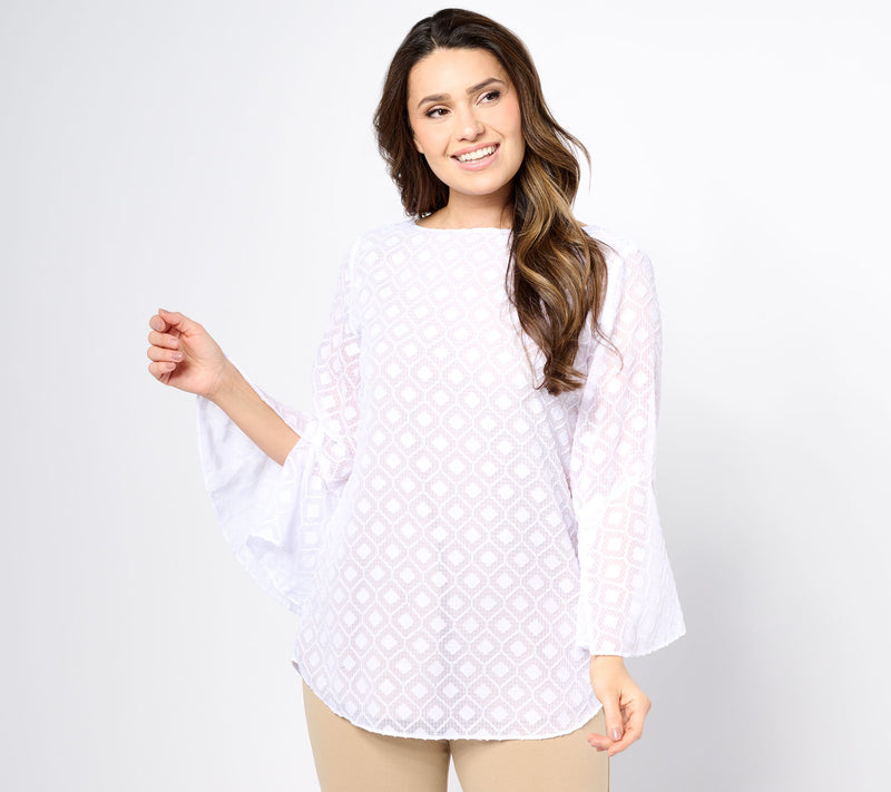 Dennis Basso Bateau Neck Tunic with Flounce Sleeves — View 11