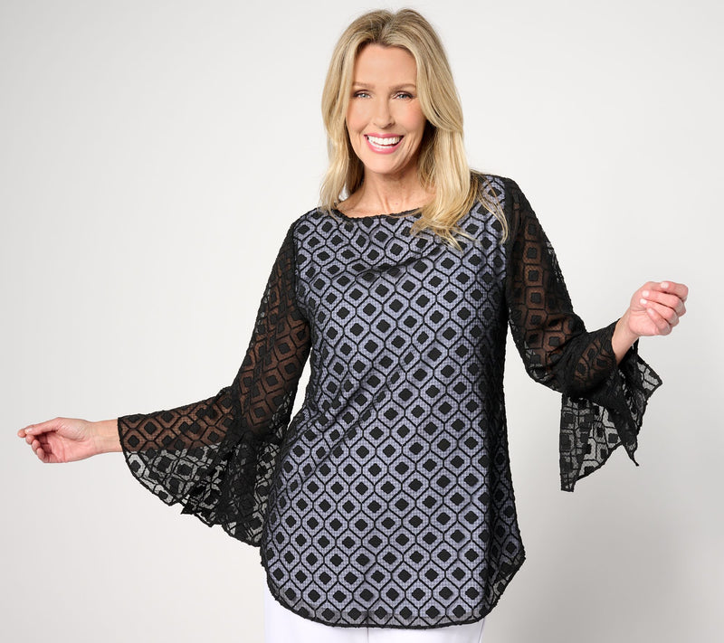 Dennis Basso Bateau Neck Tunic with Flounce Sleeves — Main view