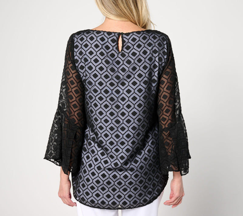 Dennis Basso Bateau Neck Tunic with Flounce Sleeves — View 2
