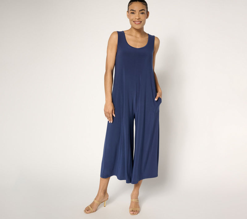 Women with Control Regular Como Jersey Wide-Leg Crop Jumpsuit — View 13