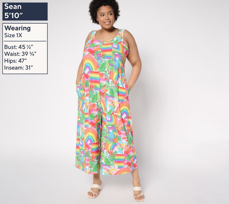 Women with Control Regular Como Jersey Wide-Leg Crop Jumpsuit — View 14