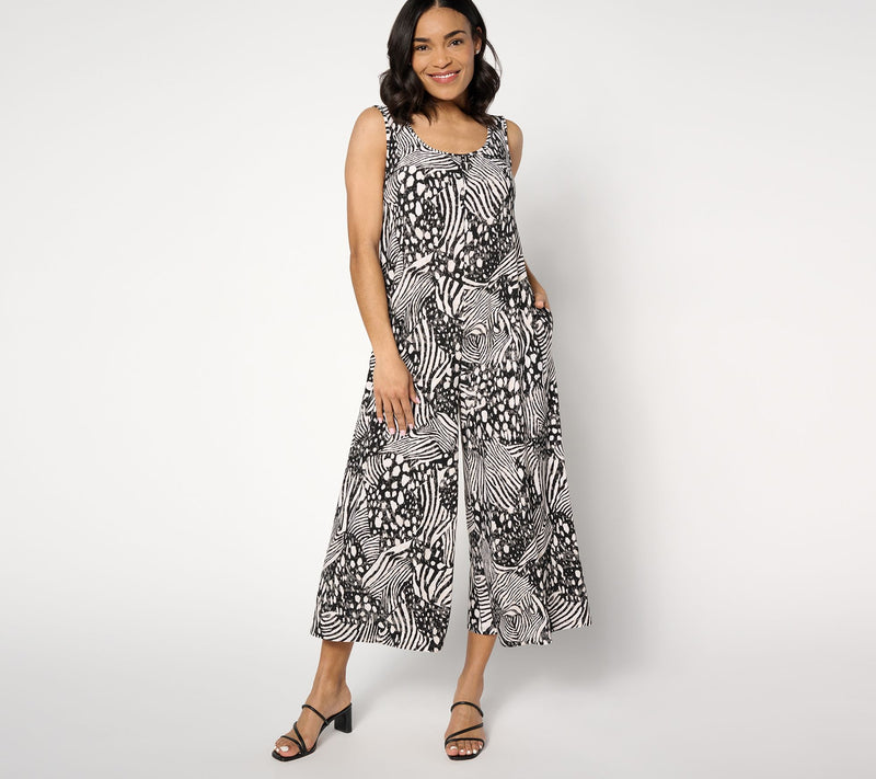 Women with Control Petite Como Jersey Wide-Leg Crop Jumpsuit — View 3