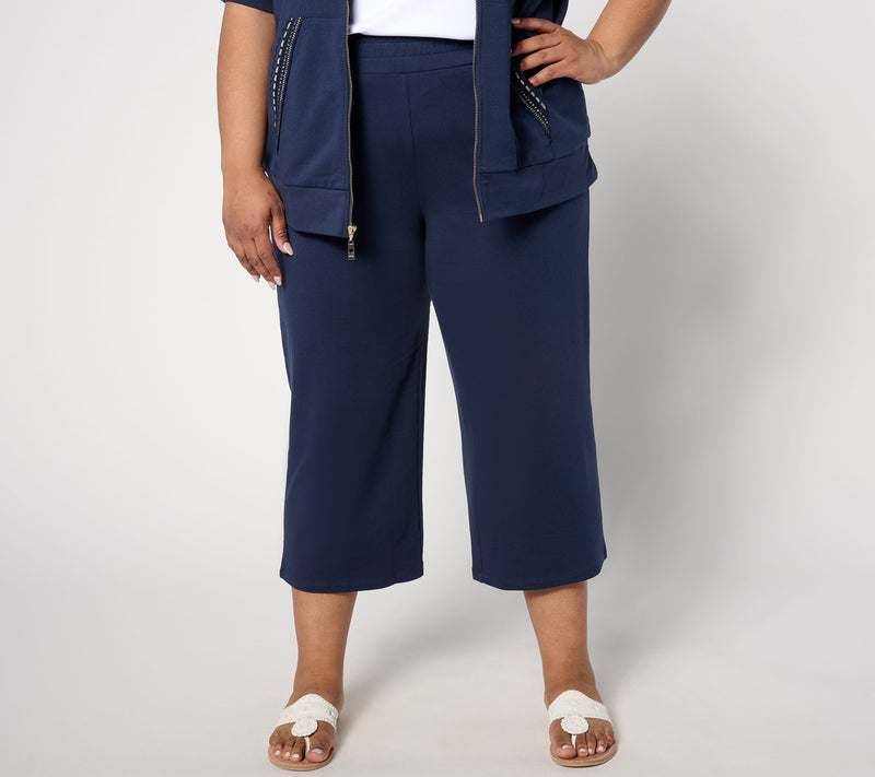 Belle Beach by Kim Gravel Petite French Terry Cropped Pant — View 7