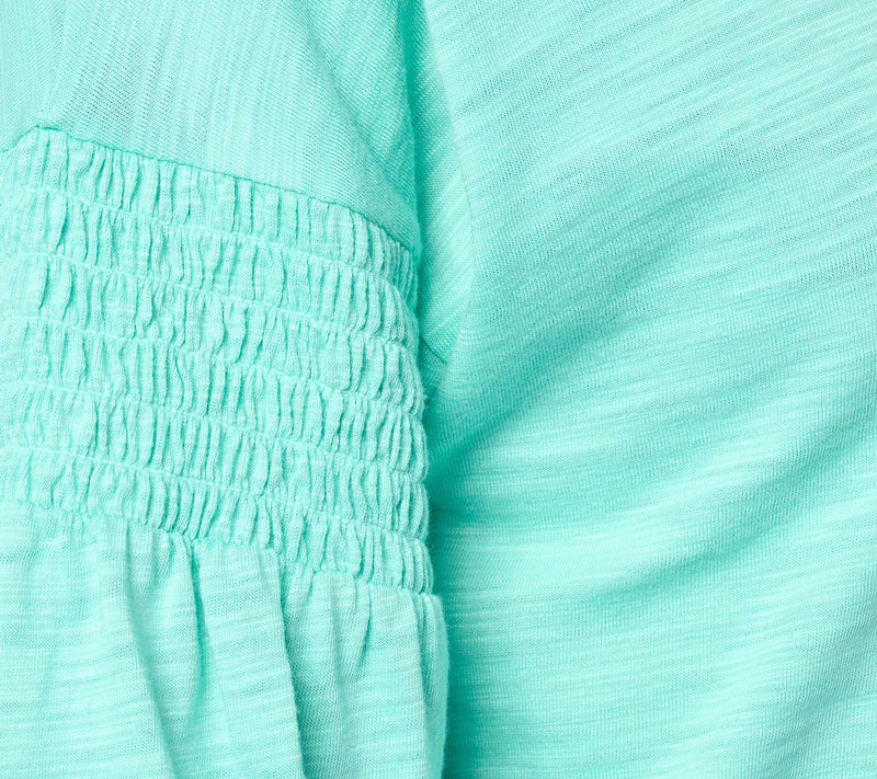 Belle by Kim Gravel Slub Knit Smock Sleeve Square Neck Top — View 4