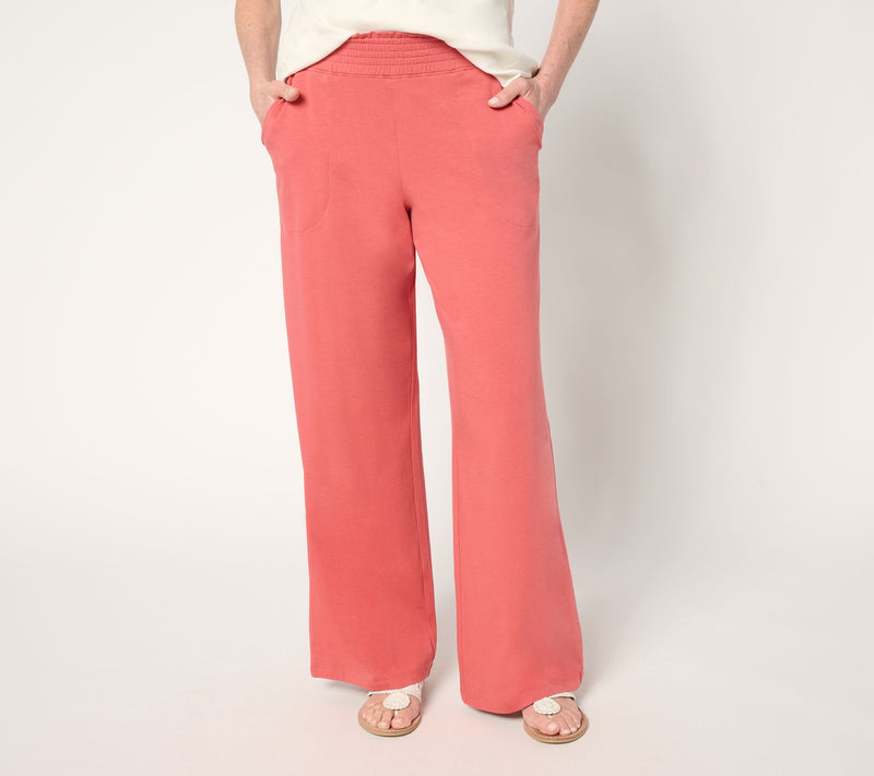 Denim & Co. Beach Petite Jersey Full Length Wide-Leg Pant — View 5