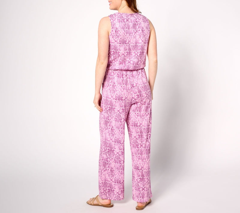 Denim & Co. Beach Petite Knit Sleeveless Jumpsuit — View 10