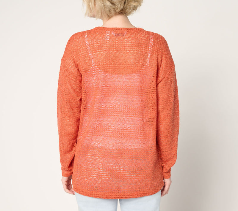Denim & Co. Fauxchet Long Sleeve Shrug Cardigan — View 6