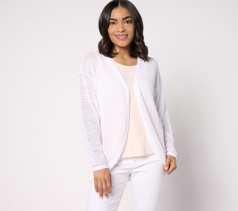 Denim & Co. Fauxchet Long Sleeve Shrug Cardigan — View 14