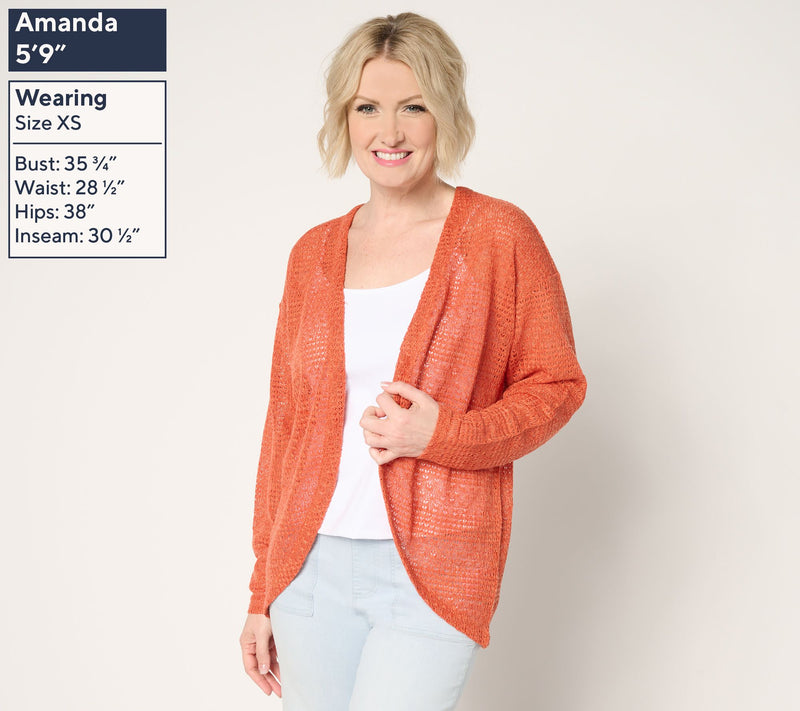 Denim & Co. Fauxchet Long Sleeve Shrug Cardigan — View 5