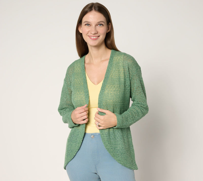 Denim & Co. Fauxchet Long Sleeve Shrug Cardigan — View 2