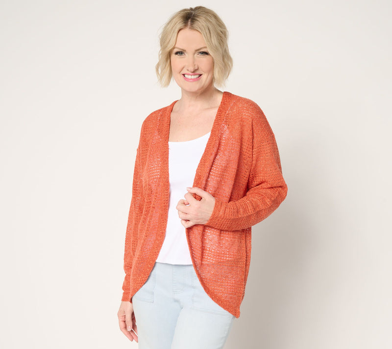 Denim & Co. Fauxchet Long Sleeve Shrug Cardigan — View 18