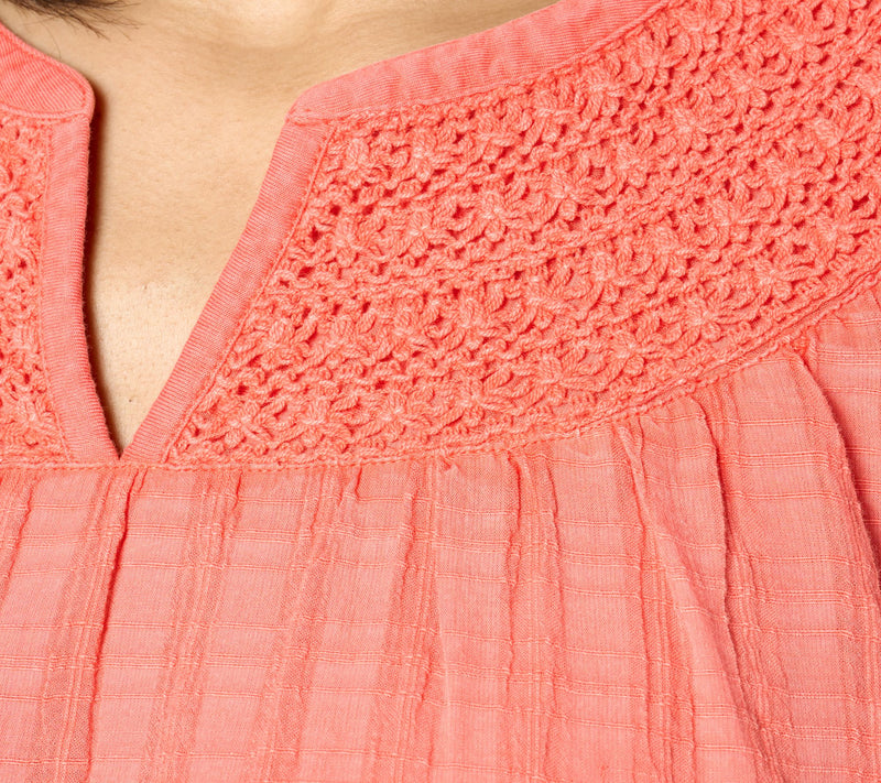LOGO by Lori Goldstein Mixed Media Split Neck Top — View 4