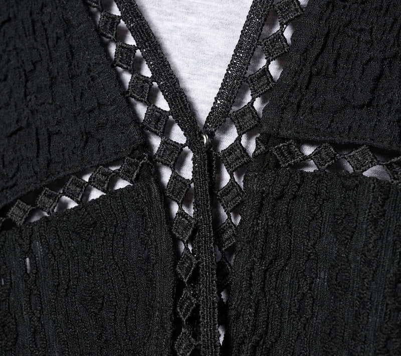 LOGO Lavish by Lori Goldstein Mixed Lace 3/4 Sleeve Cardigan — View 11