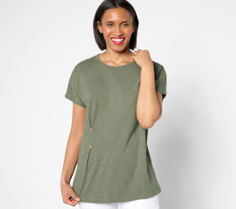 Denim & Co. Regular Linen Blend Dolman Sleeve Tunic — View 5