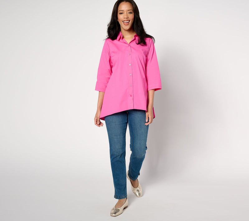 Denim & Co. High Low Button Down A-Line Tunic — View 3