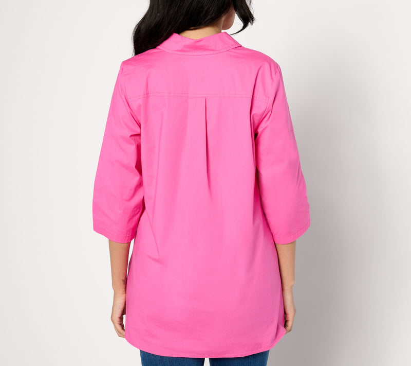 Denim & Co. High Low Button Down A-Line Tunic — View 2