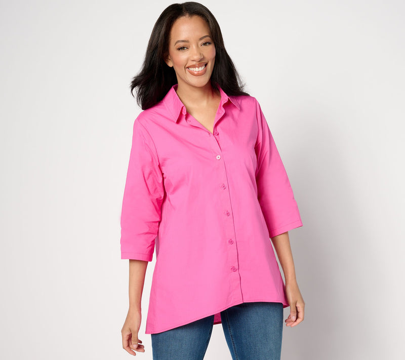 Denim & Co. High Low Button Down A-Line Tunic — View 10