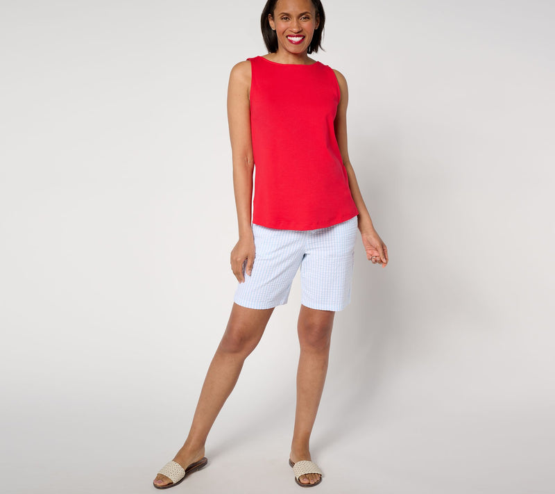 Denim & Co. Petite Striped Seersucker Short — View 11