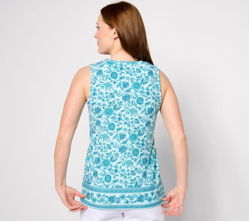 Denim & Co. Favorite Jersey Border Print V-Neck Tank Top — View 5