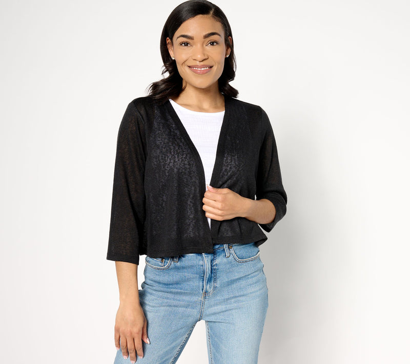 Denim & Co. Essentials Slub Knit 3/4 Sleeve Shrug Cardigan — View 11