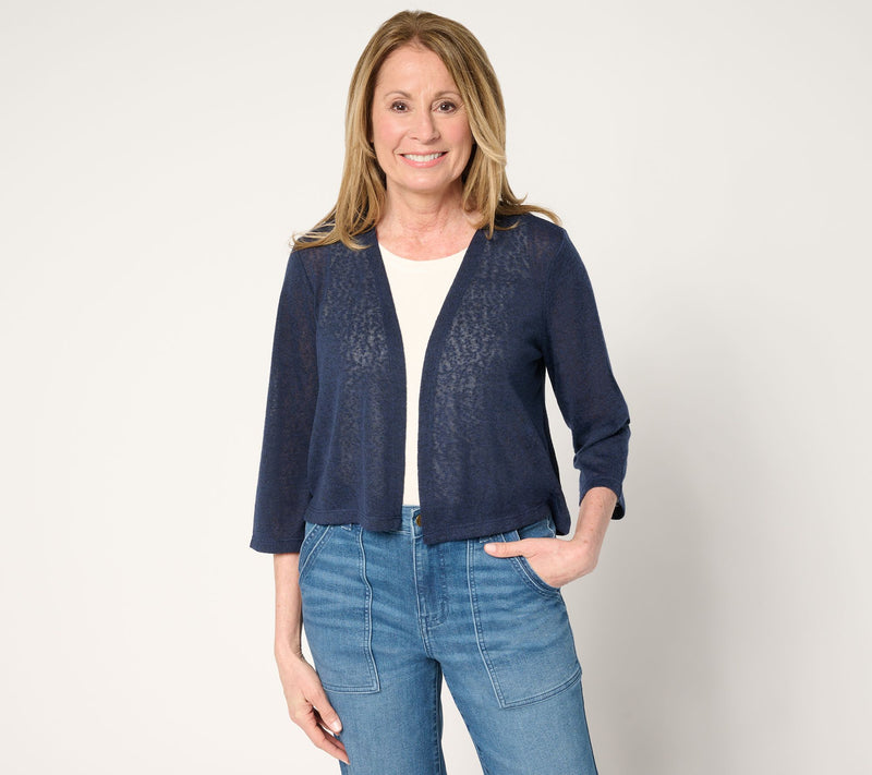 Denim & Co. Essentials Slub Knit 3/4 Sleeve Shrug Cardigan — View 19