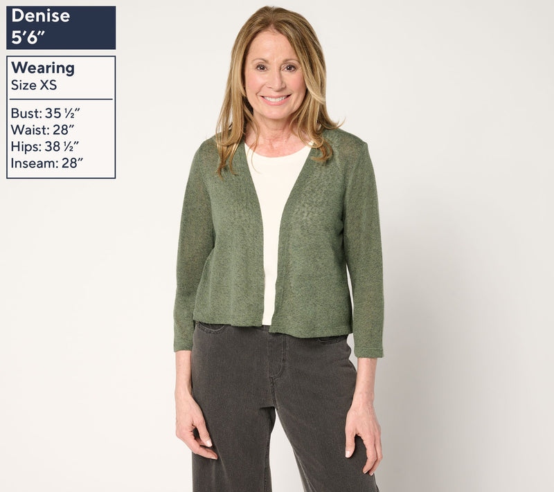 Denim & Co. Essentials Slub Knit 3/4 Sleeve Shrug Cardigan — View 13
