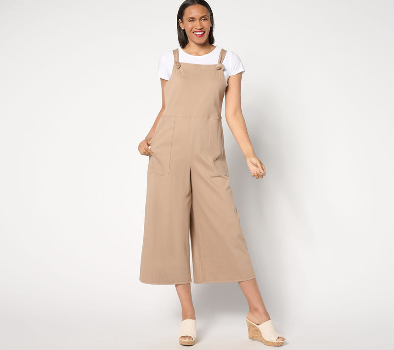 Women with Control Petite Prime Stretch 2 Denim Overalls w/ Tee — View 3