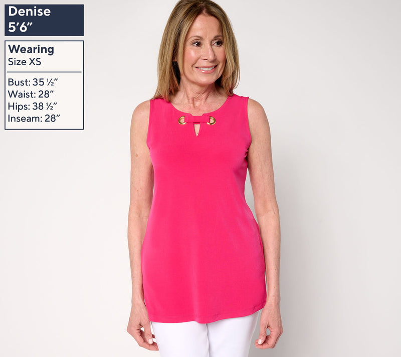 Susan Graver Liquid Knit Sleeveless A-Line Top w/ Grommet Detail — View 11
