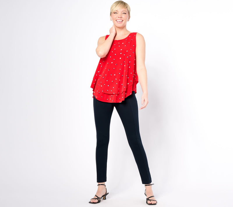 Susan Graver Printed Liquid Knit Sleeveless Tiered Top — View 5