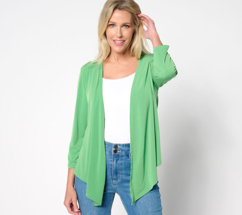 Susan Graver Every Day Liquid Knit 3/4 Sleeve Signature Shrug — Main view
