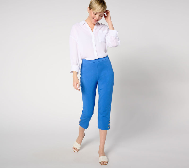 Susan Graver Weekend Petite Premium Stretch Slim Leg Capri Pant — View 8