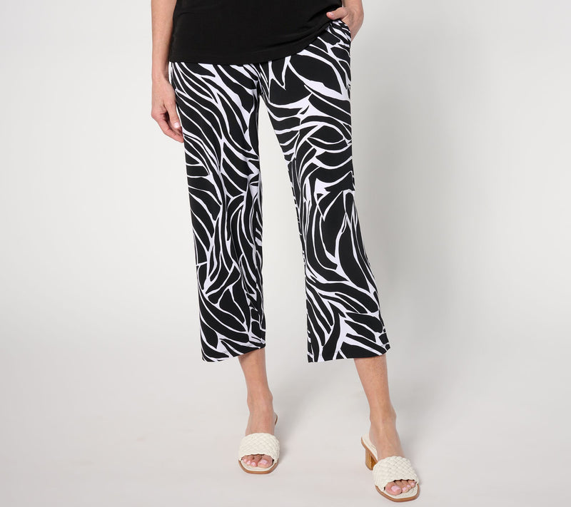 Susan Graver Regular Printed Liquid Knit Straight-Leg Crop Pants — View 8