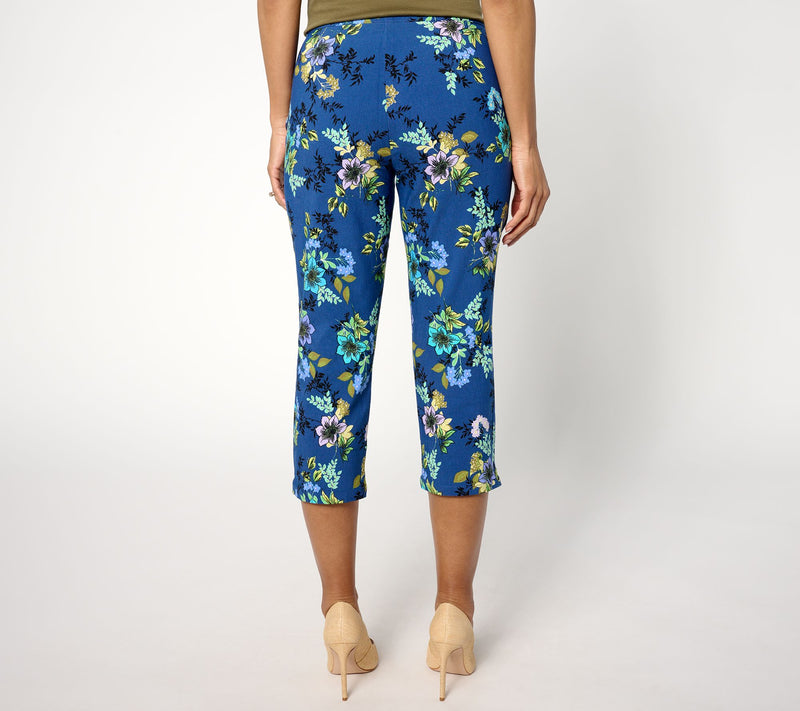 Susan Graver Regular Printed Uptown Stretch Slim Leg Capri Pants — View 4