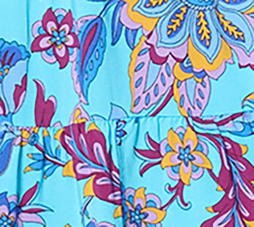 Susan Graver Passport Regular Print or Solid Woven Tiered Dress — View 4