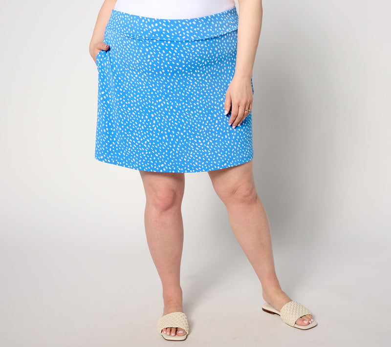 Susan Graver Printed Liquid Knit Pull-On Skort — View 7
