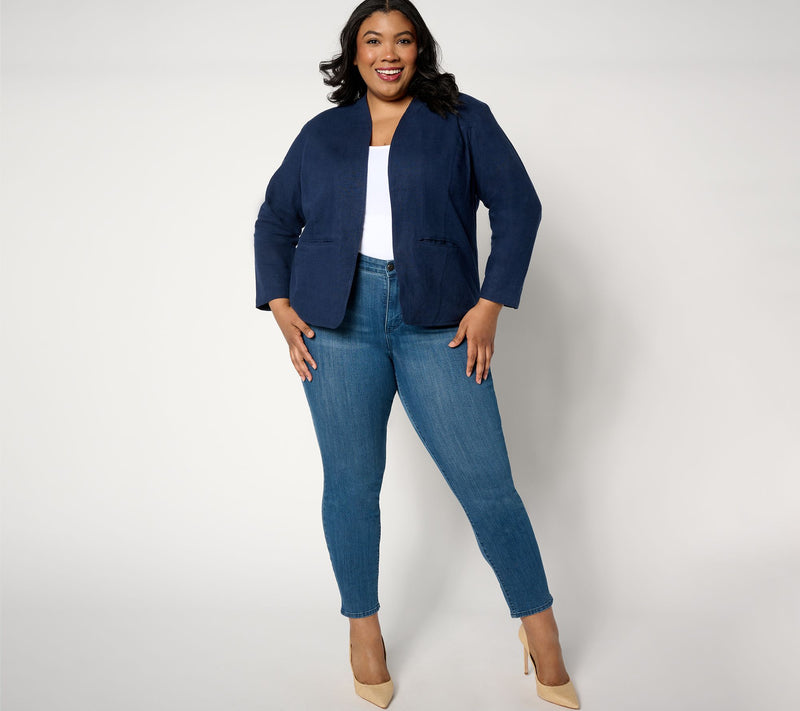 Studio Park x Amy Stran Linen Blend Open Front Blazer — View 3