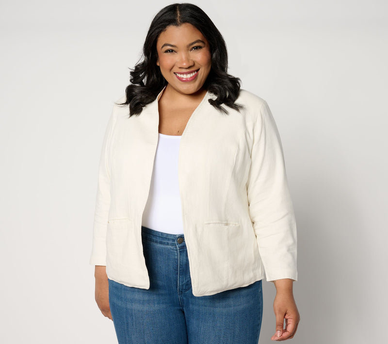 Studio Park x Amy Stran Linen Blend Open Front Blazer — View 8