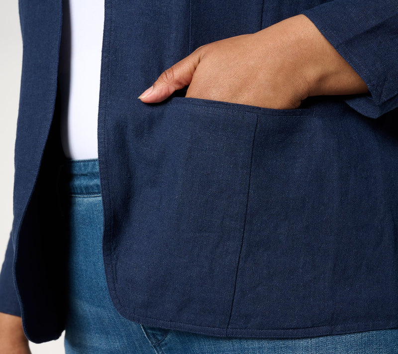 Studio Park x Amy Stran Linen Blend Open Front Blazer — View 4